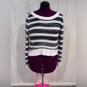 Full Tilt Black and White Striped Sweater, Size XL